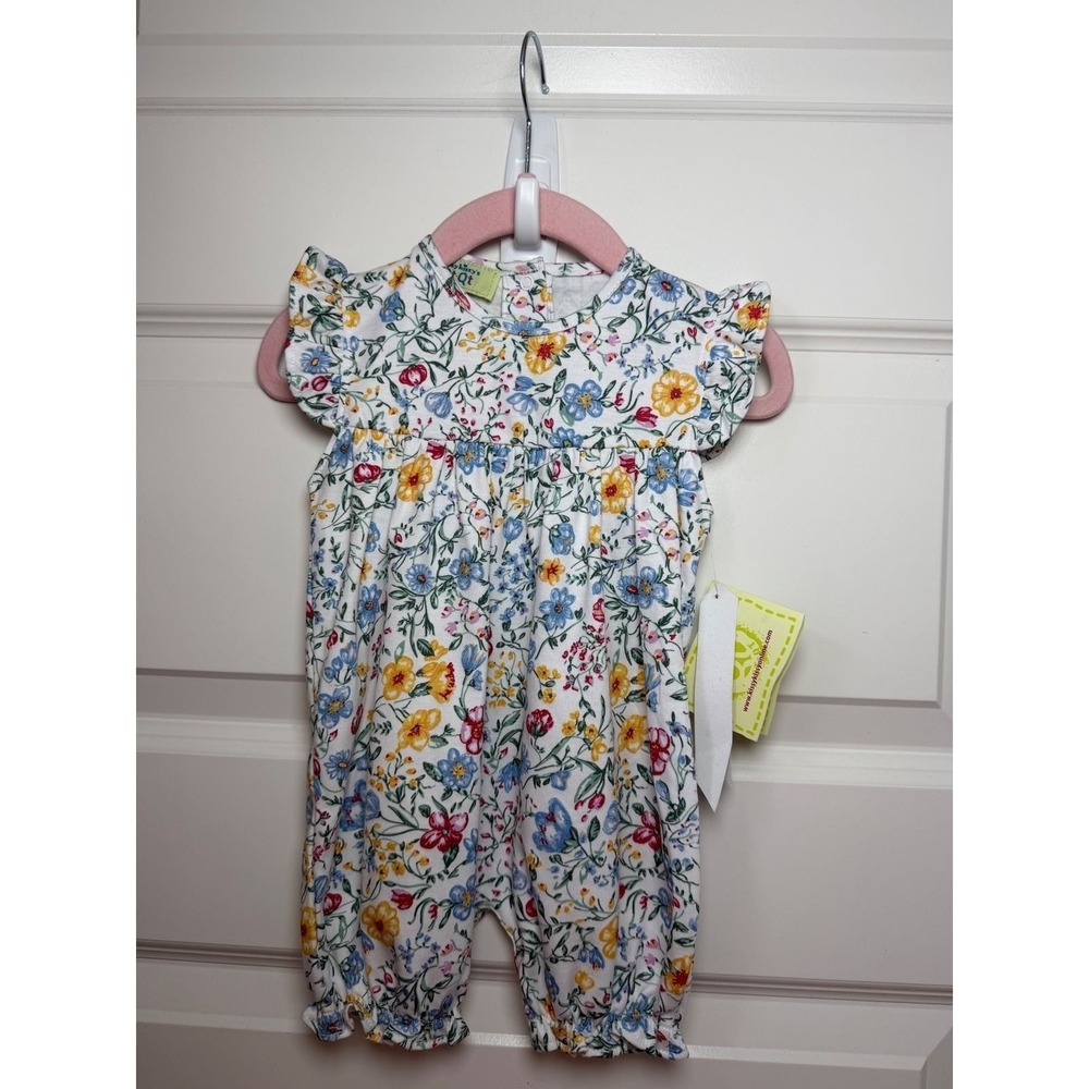 Kissy Kissy Qt-Qt Baby Girl Floral Pima Cotton Flutter Sleeve Romper 6-9 Months